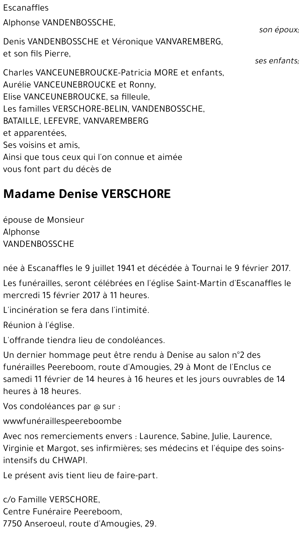 Denise VERSCHORE