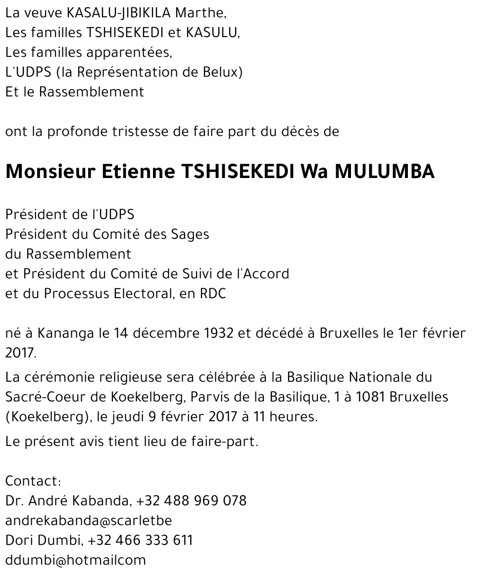 Etienne TSHISEKEDI Wa MULUMBA