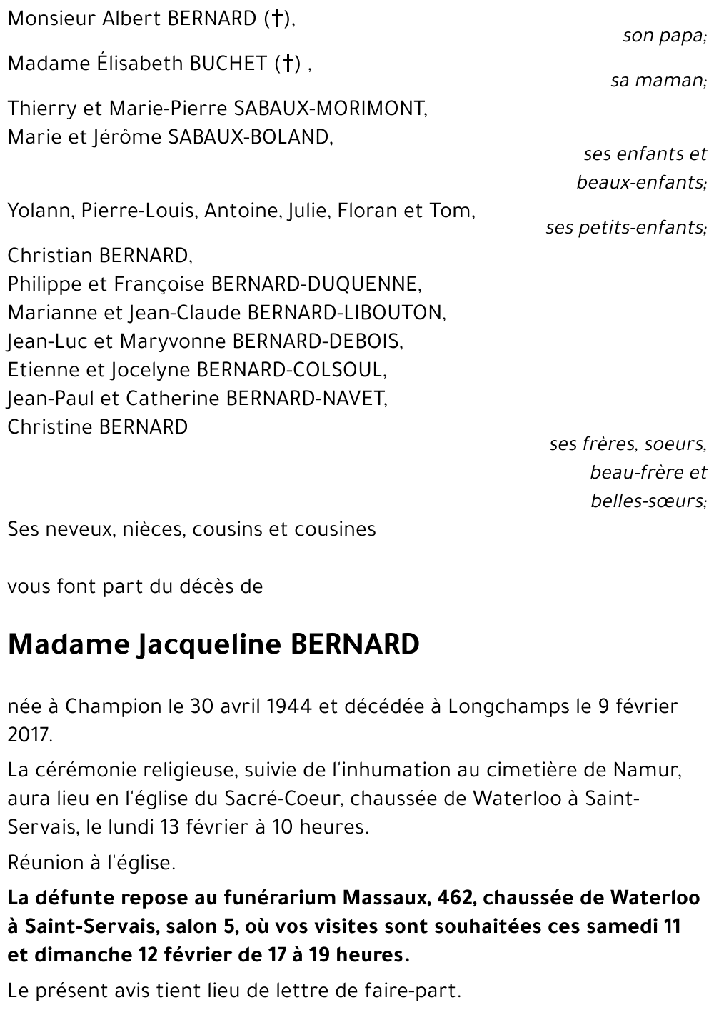 Jacqueline BERNARD