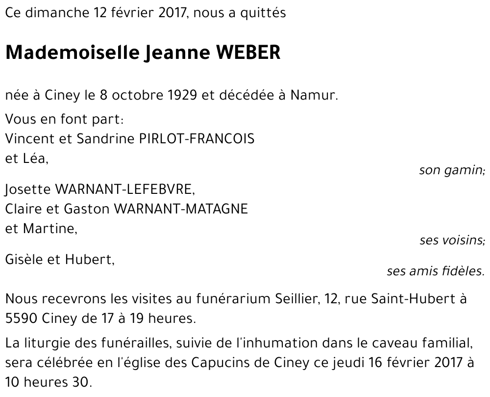 Jeanne WEBER