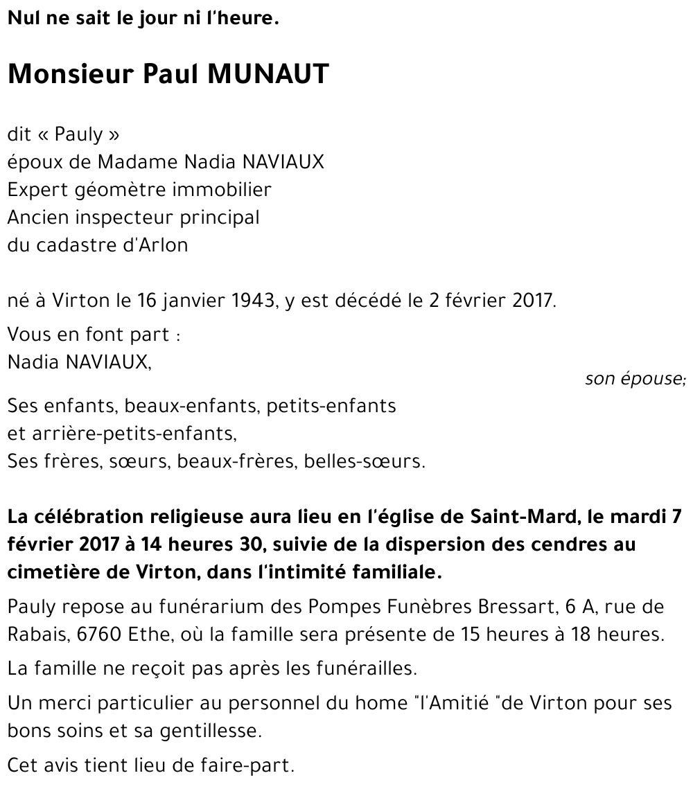 Paul MUNAUT dit « Pauly » 