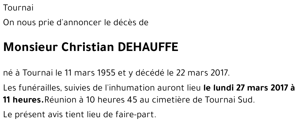 Christian DEHAUFFE