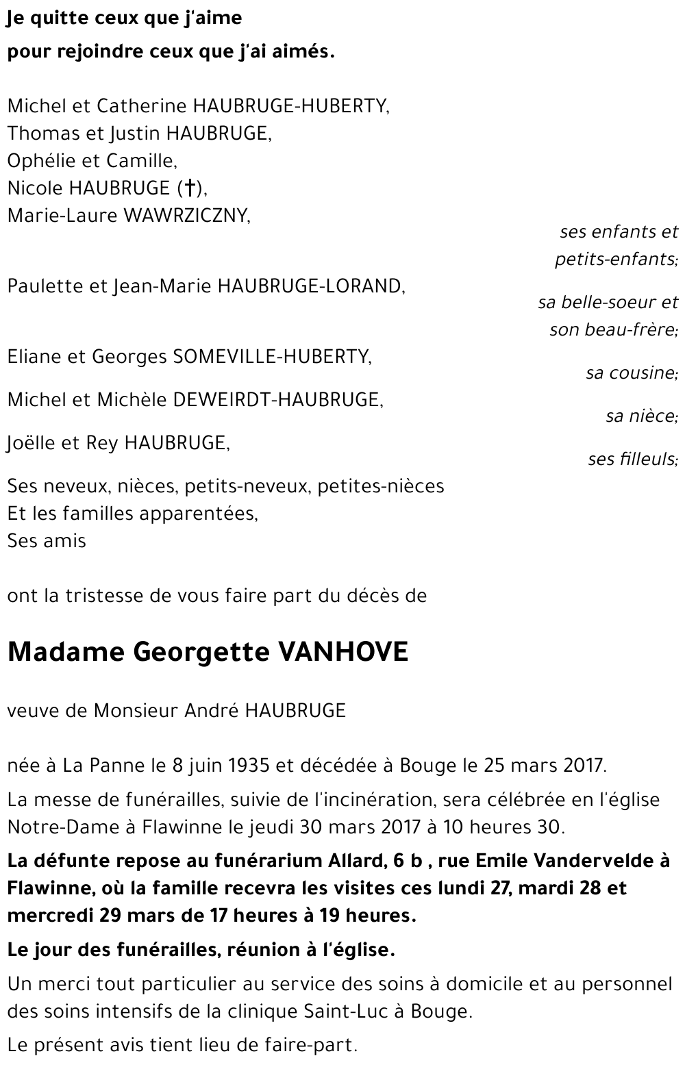 Georgette VANHOVE