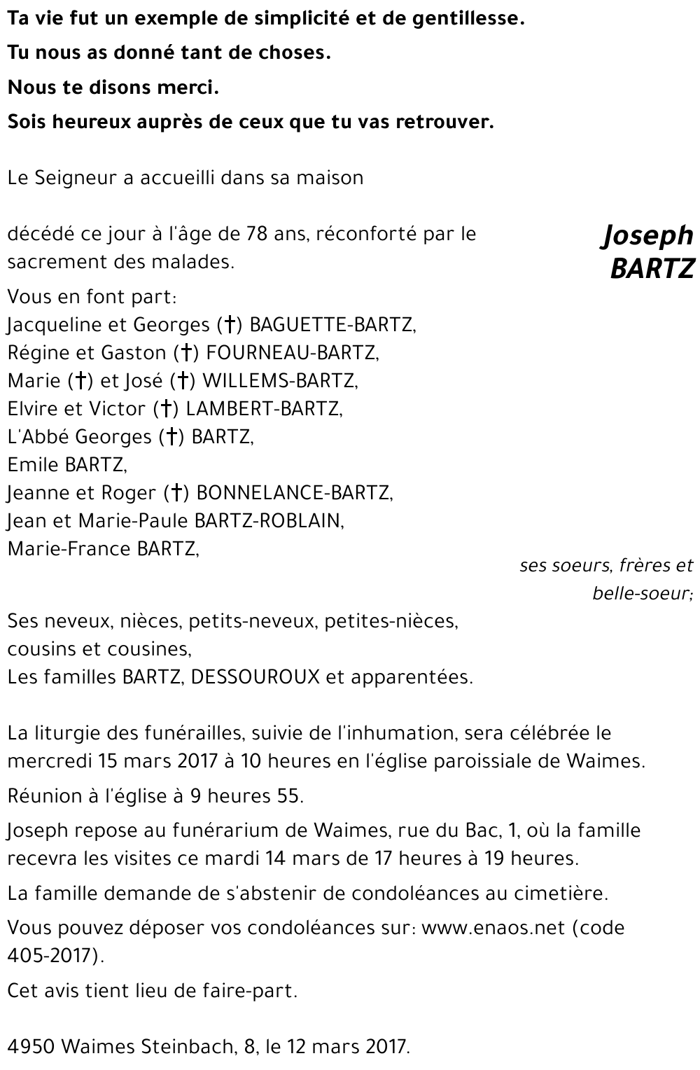 Joseph BARTZ