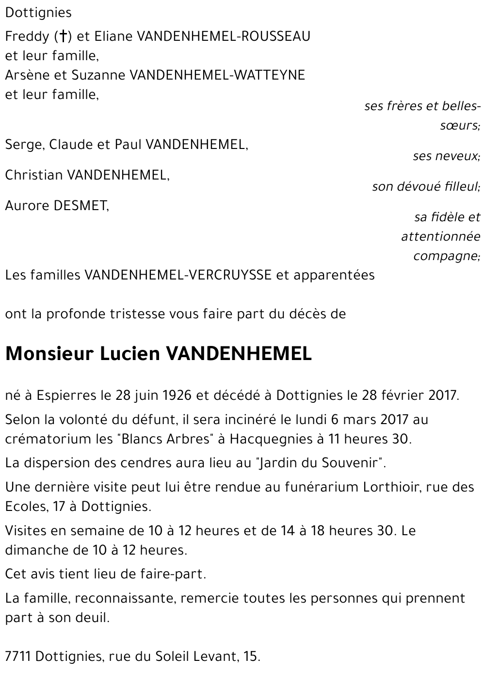 Lucien VANDENHEMEL
