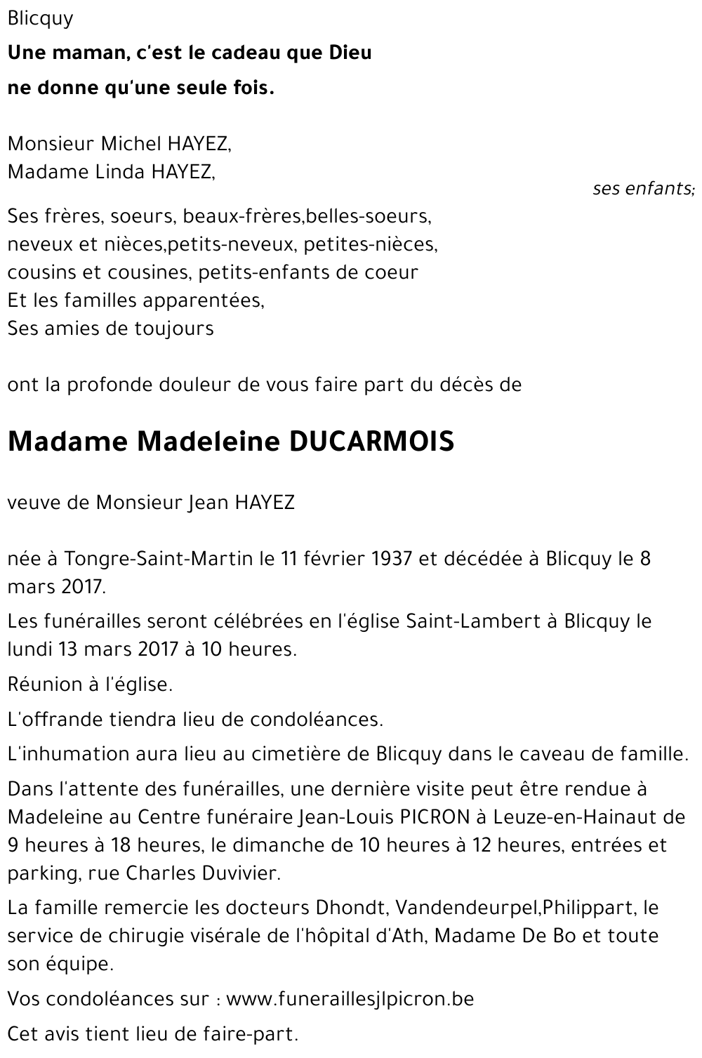 Madeleine DUCARMOIS