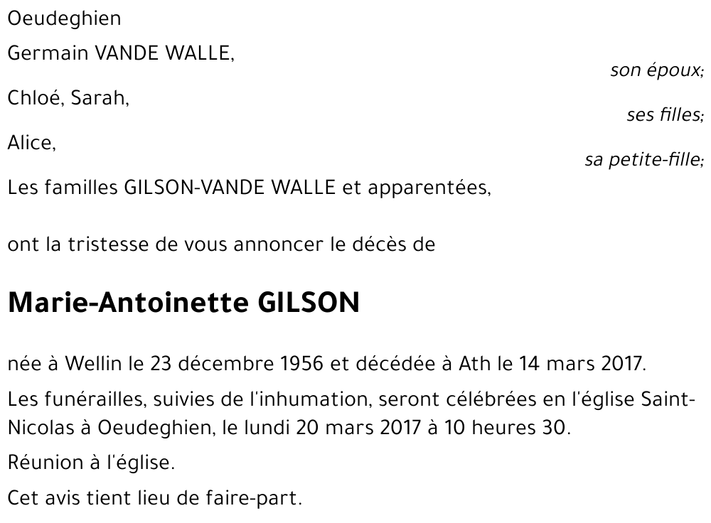 Marie-Antoinette GILSON