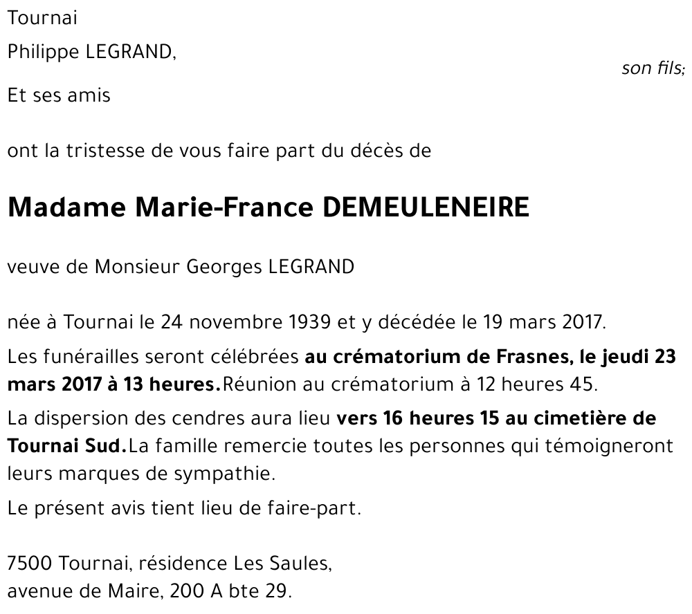 Marie-France DEMEULENEIRE