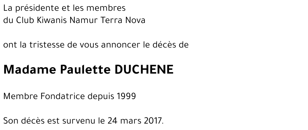 Paulette DUCHENE