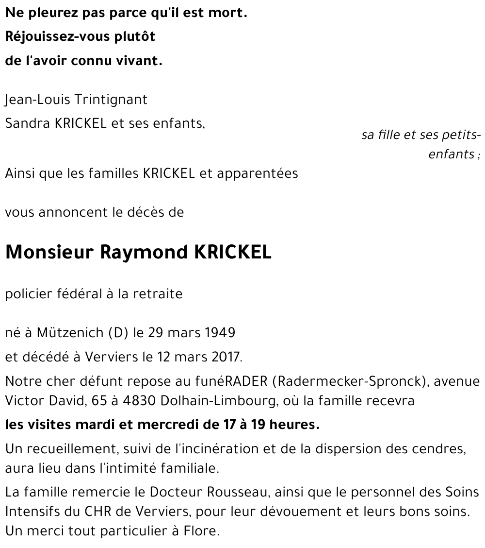 Raymond KRICKEL