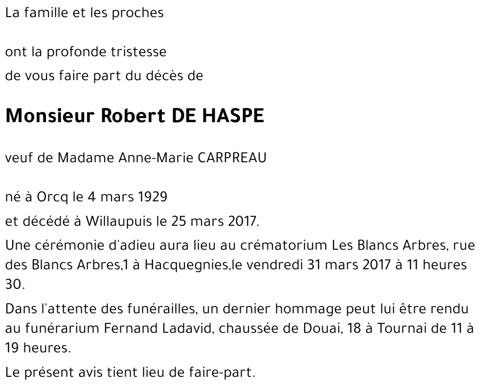 Robert DE HASPE