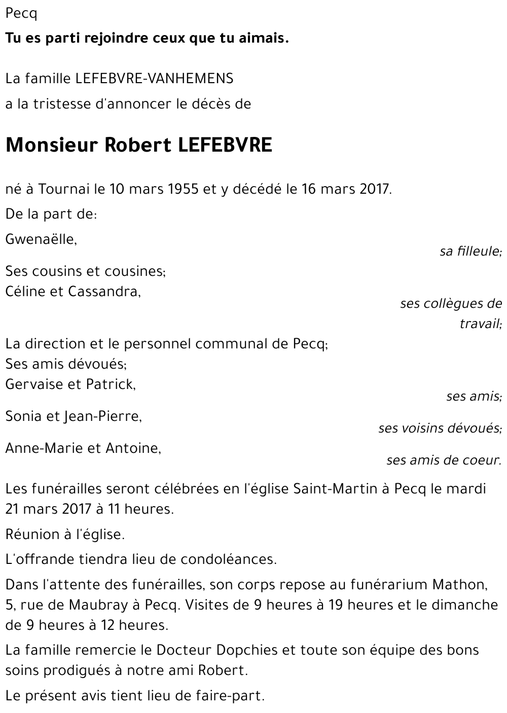 Robert LEFEBVRE