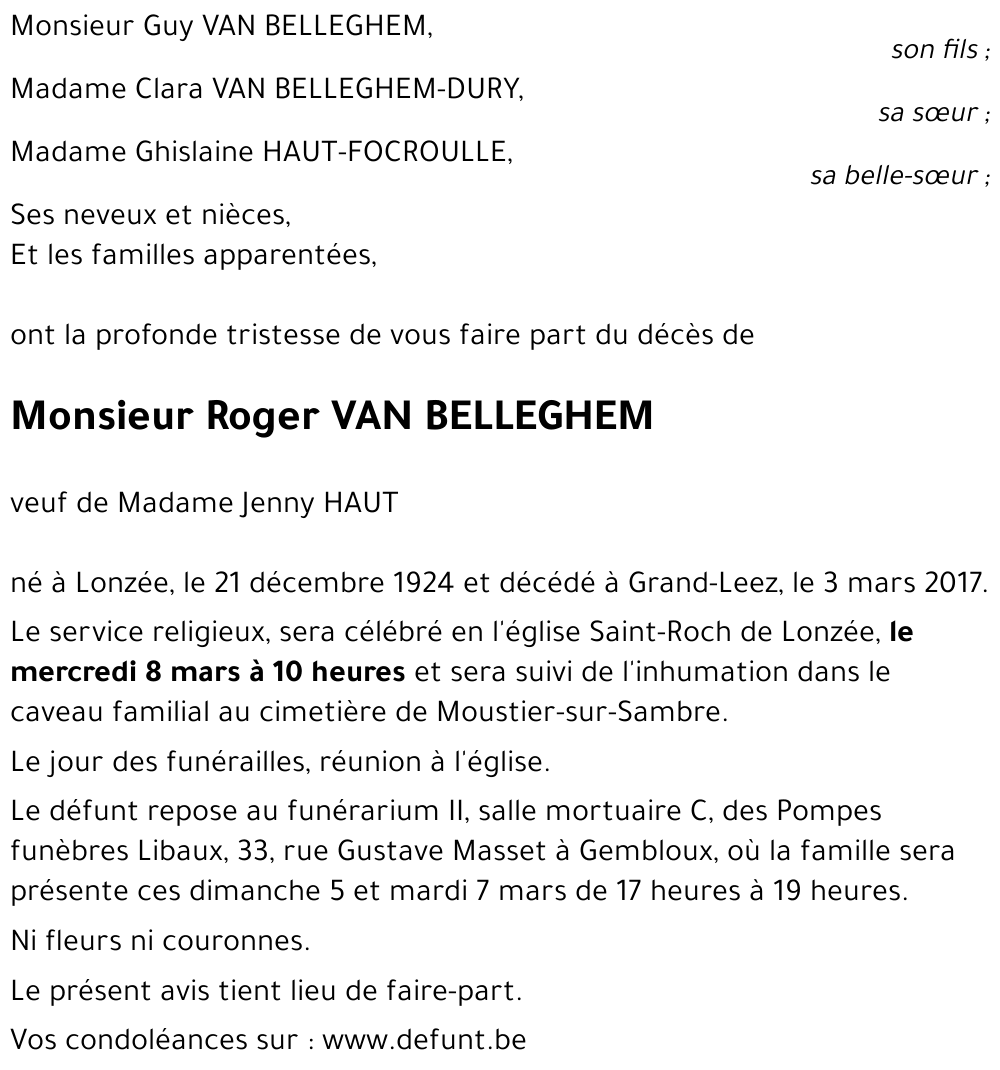 Roger VAN BELLEGHEM