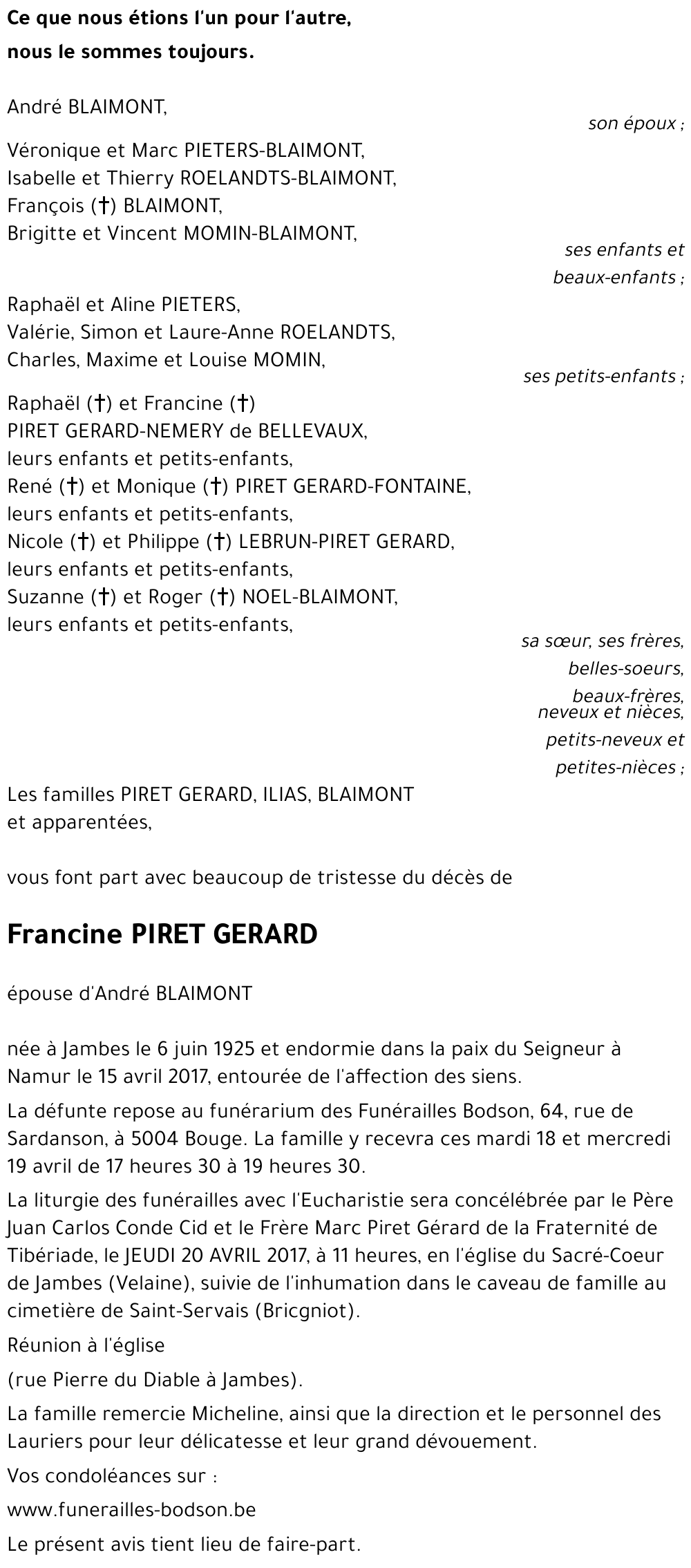 Francine PIRET GERARD