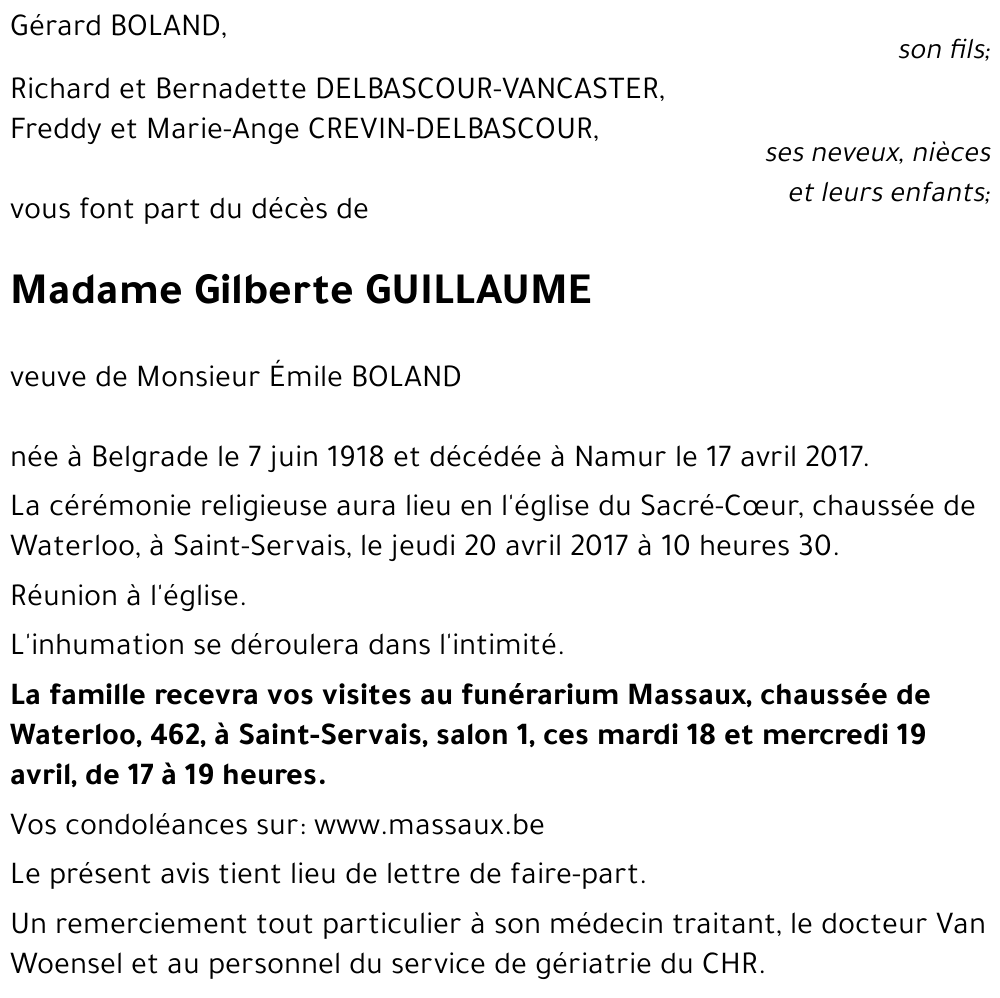 Gilberte GUILLAUME