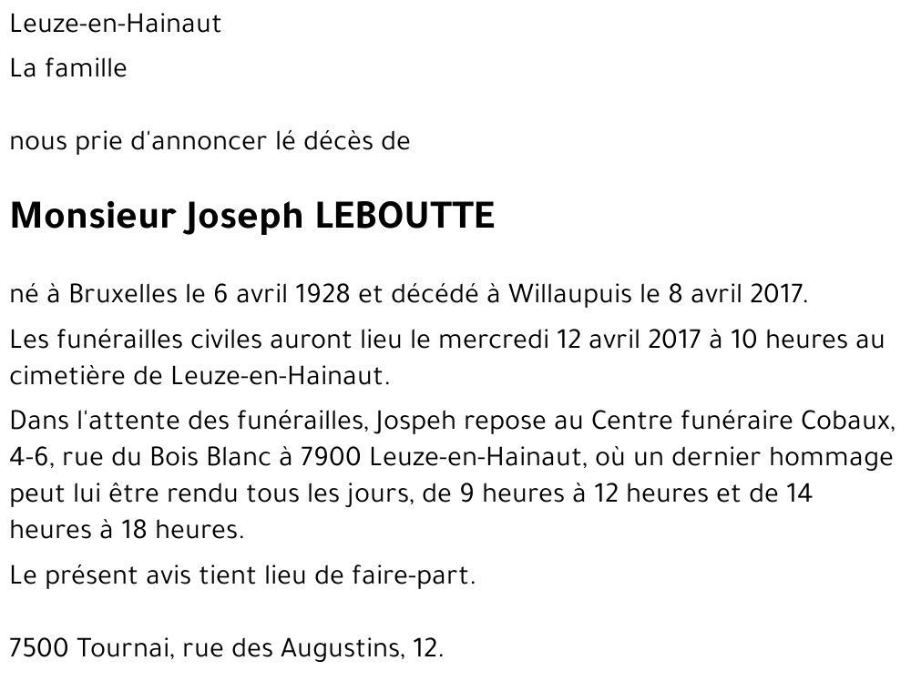 Joseph LEBOUTTE