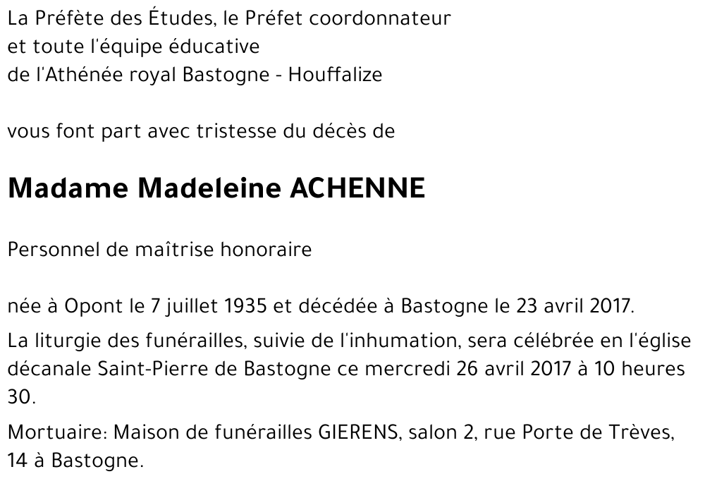 Madeleine ACHENNE