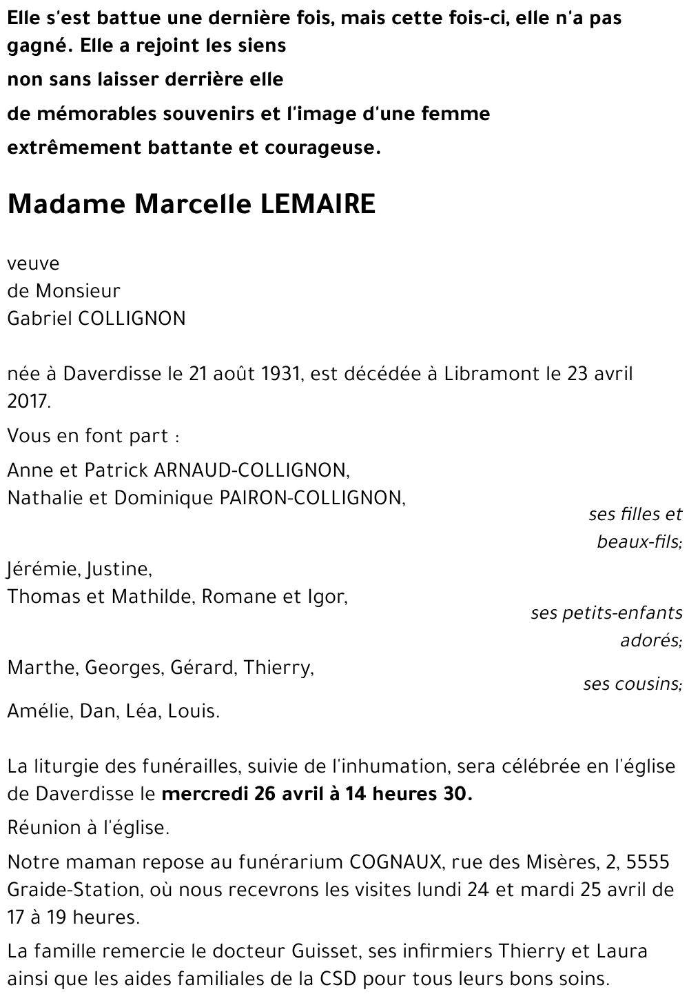 Marcelle LEMAIRE