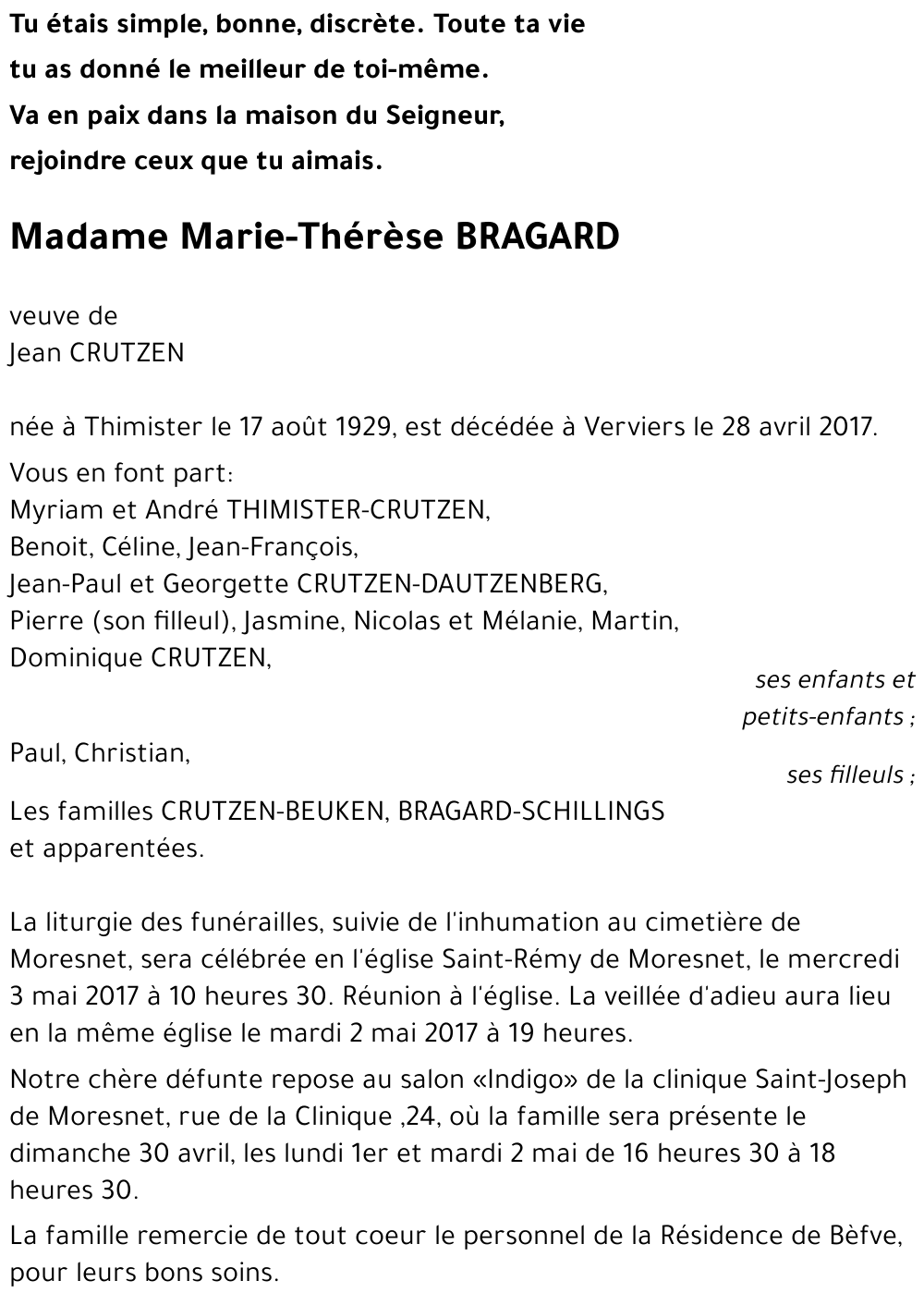 Marie-Thérèse BRAGARD