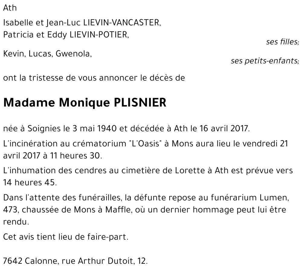 Monique PLISNIER