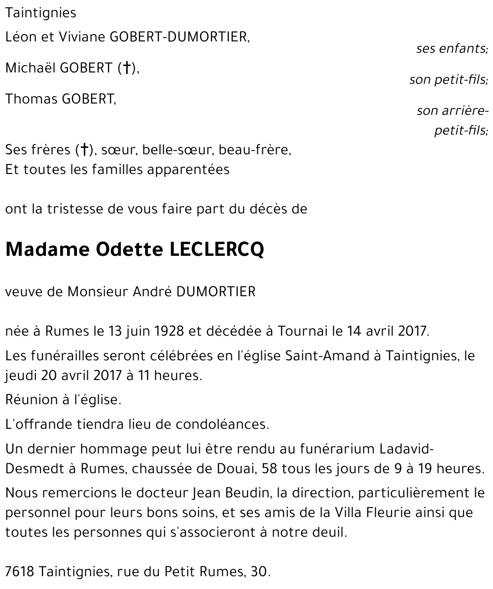 Odette LECLERCQ