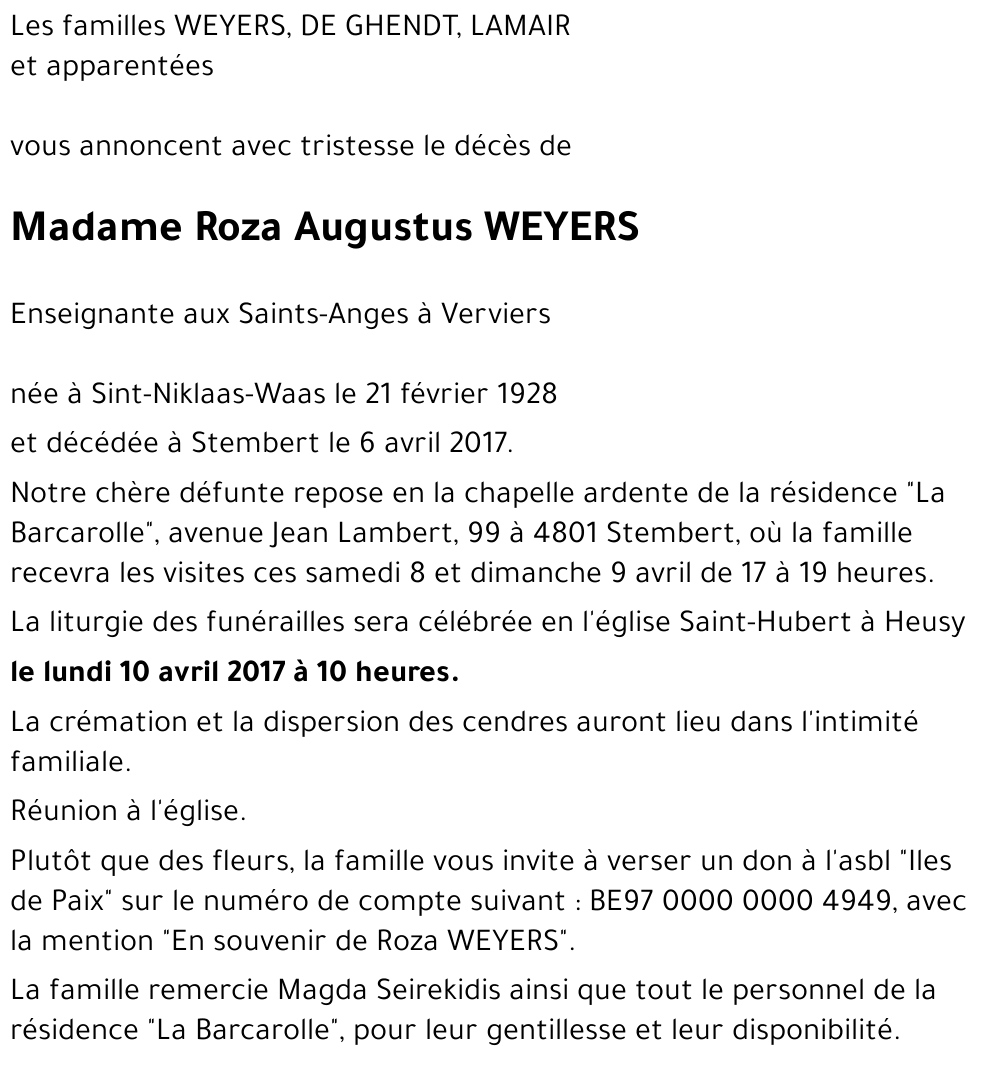 Rosa Augustus WEYERS