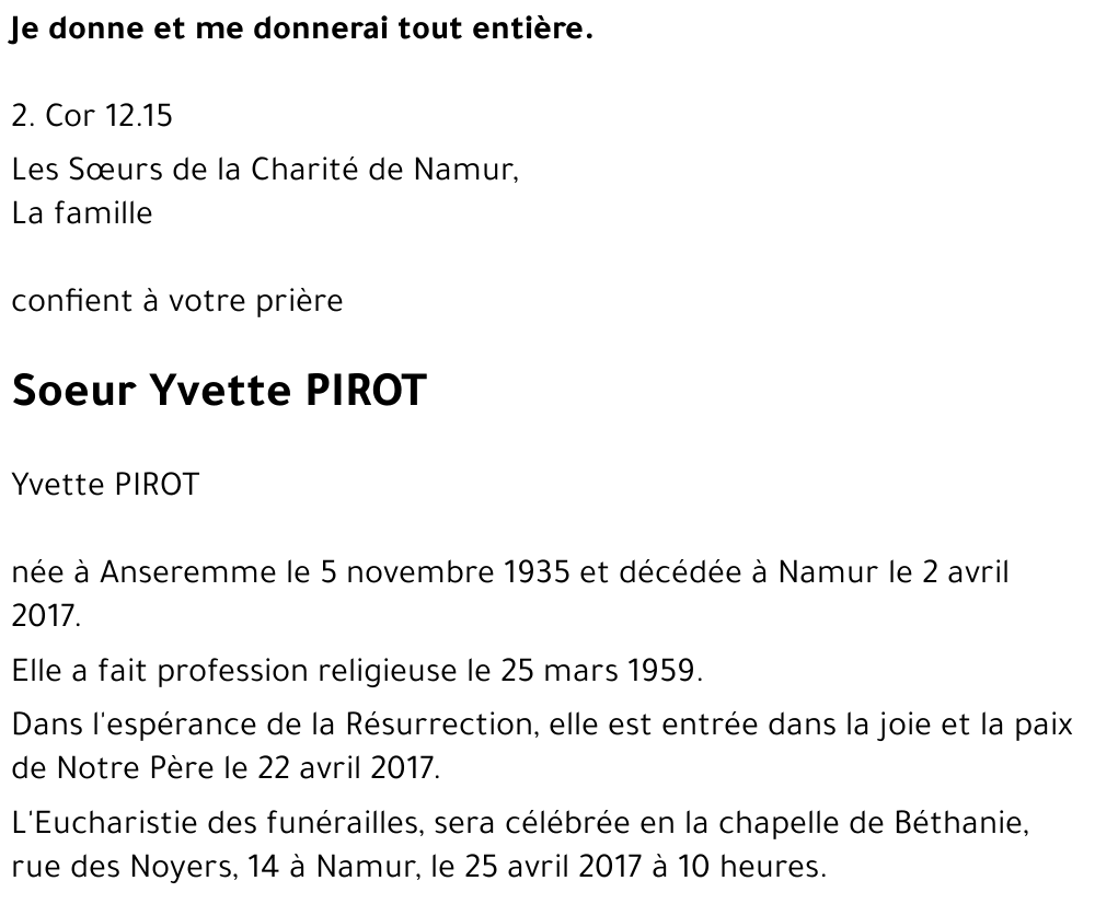 Yvette PIROT