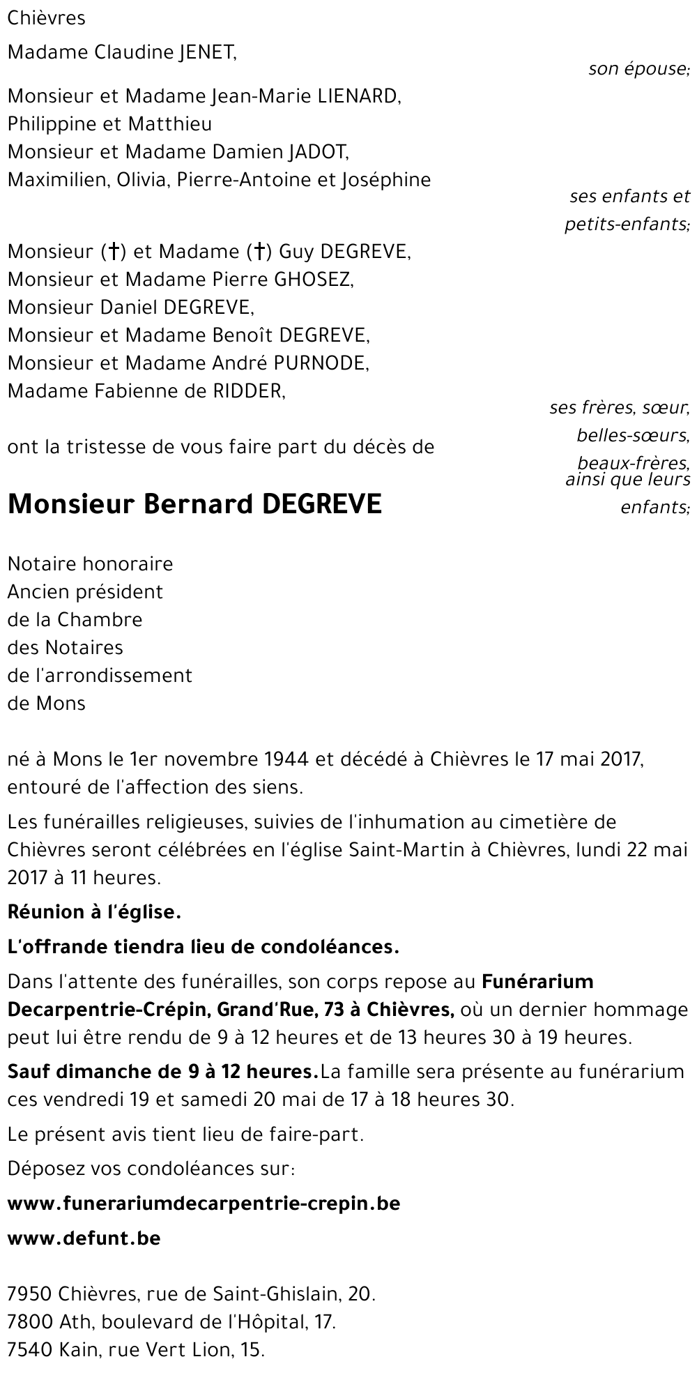 Bernard DEGREVE