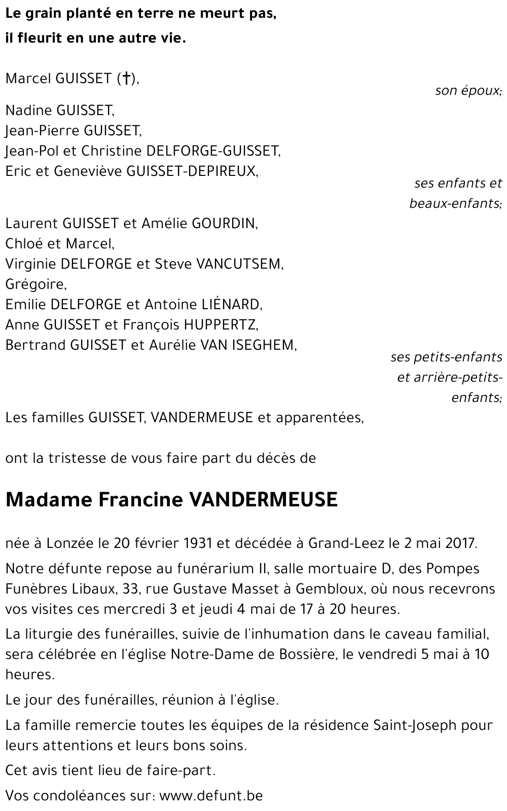 Francine VANDERMEUSE