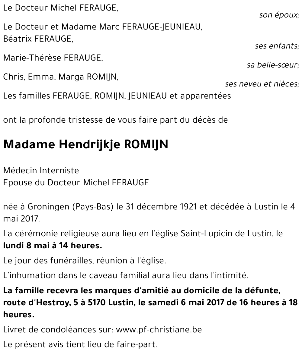 Hendrijkje ROMIJN