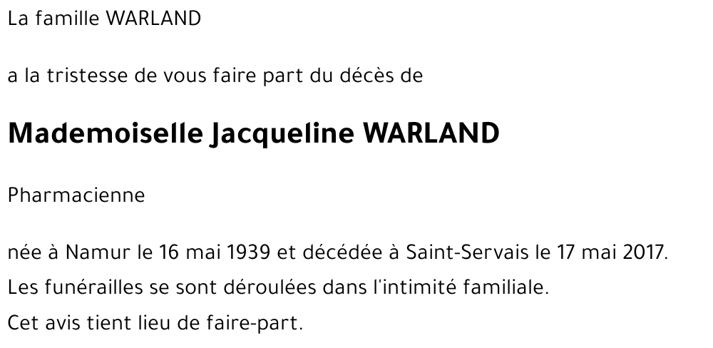 Jacqueline WARLAND