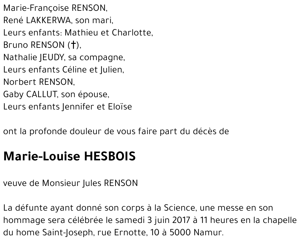 Marie-Louise HESBOIS