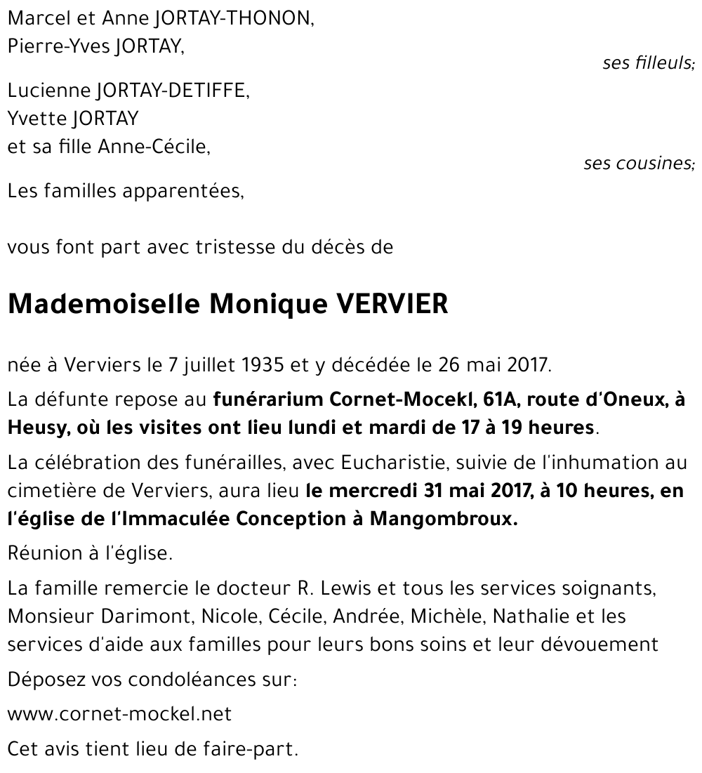 Monique VERVIER