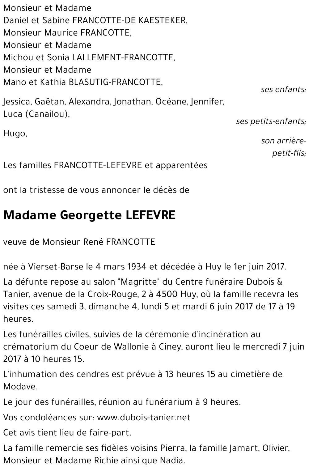 Georgette LEFEVRE