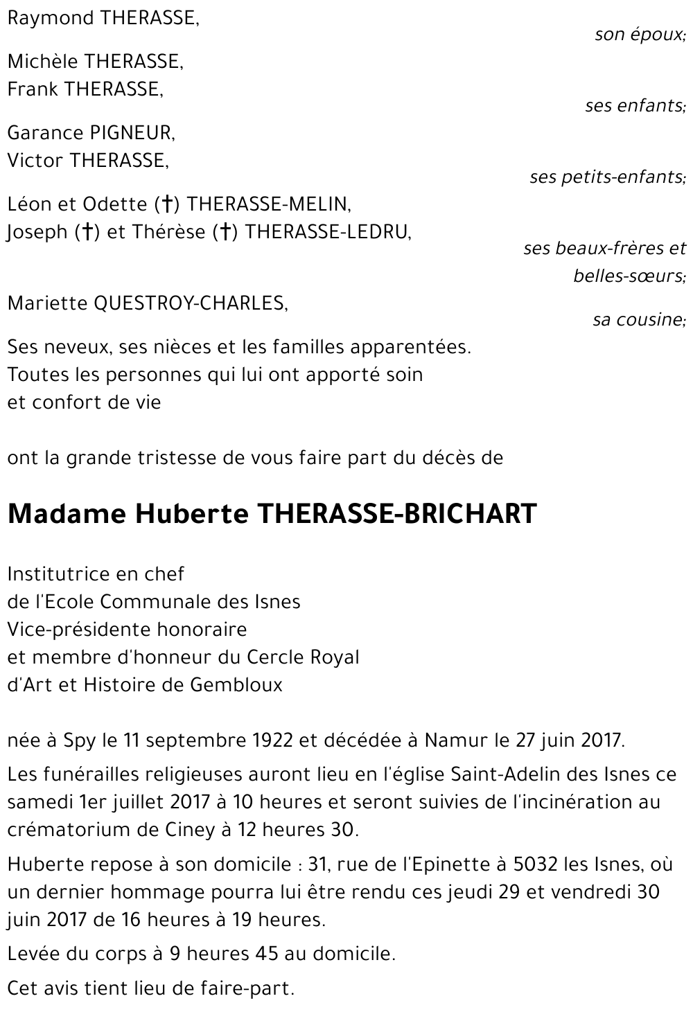 Huberte THERASSE-BRICHART