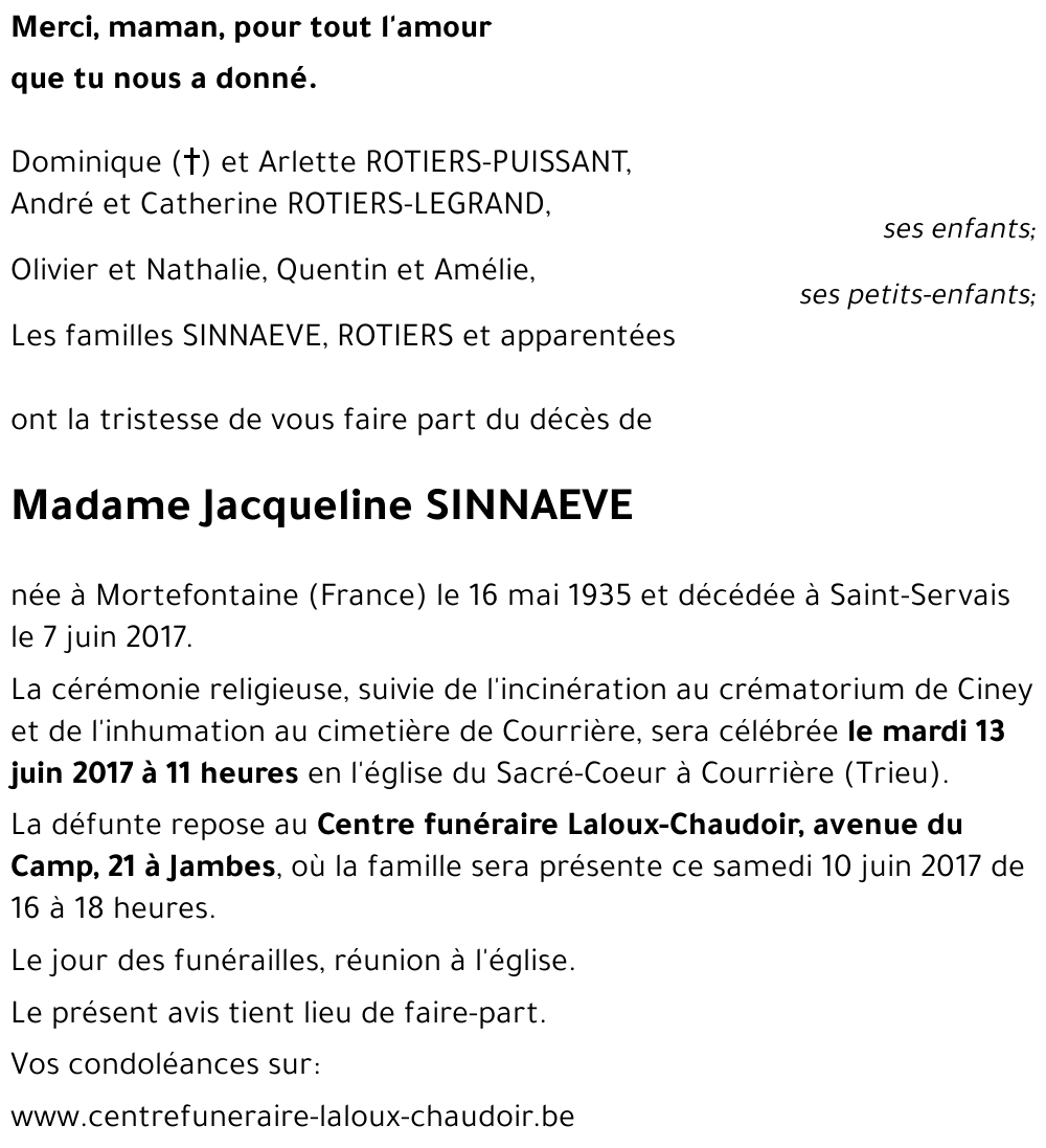 Jacqueline SINNAEVE