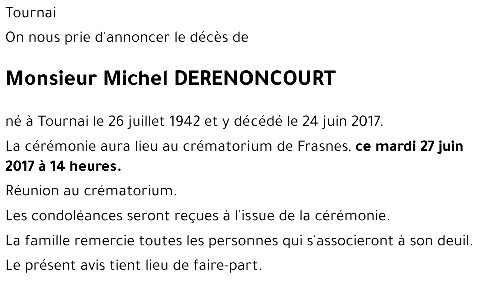 Michel DERENONCOURT