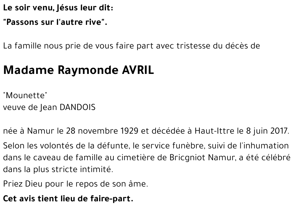 Raymonde AVRIL