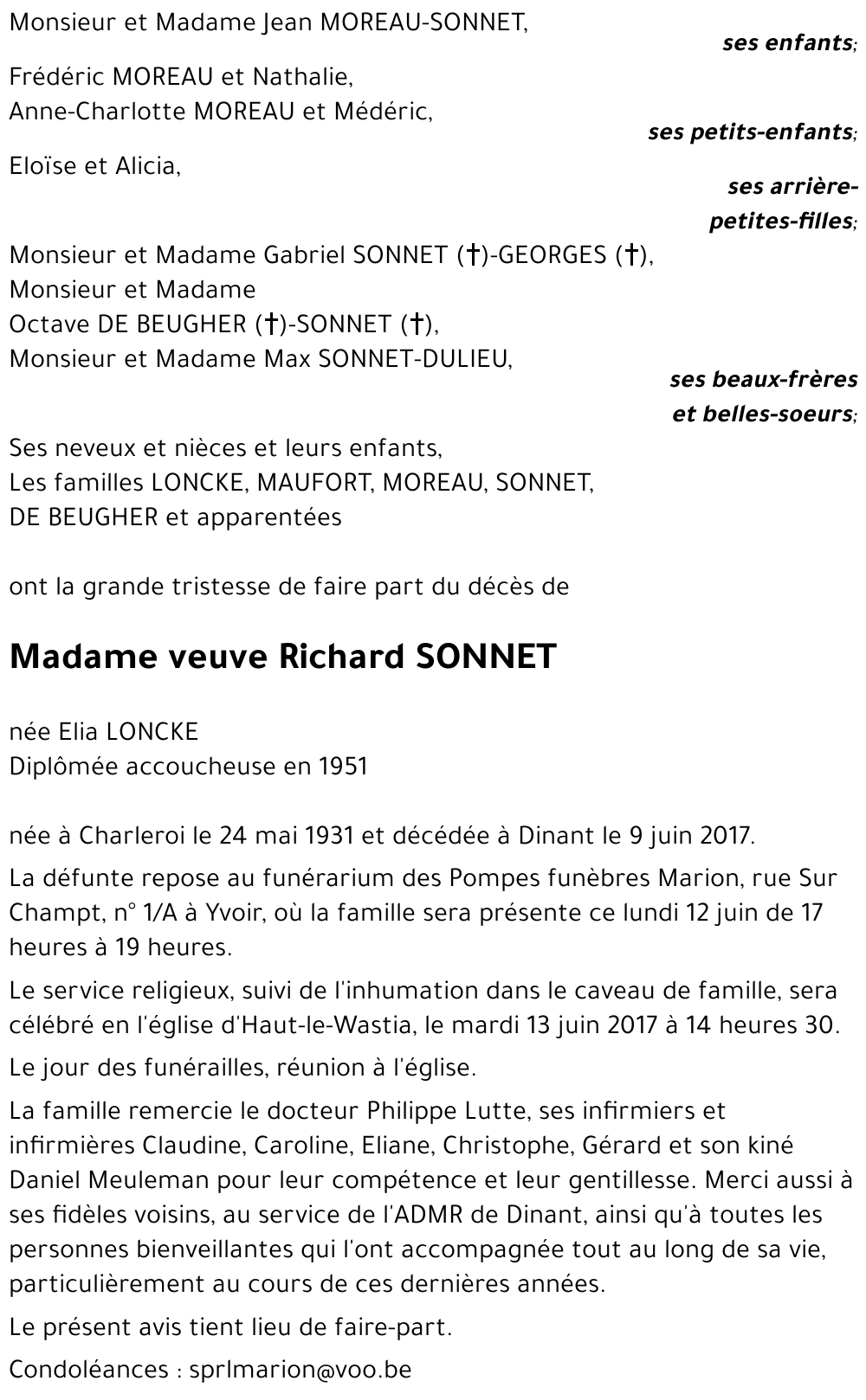 veuve Richard SONNET