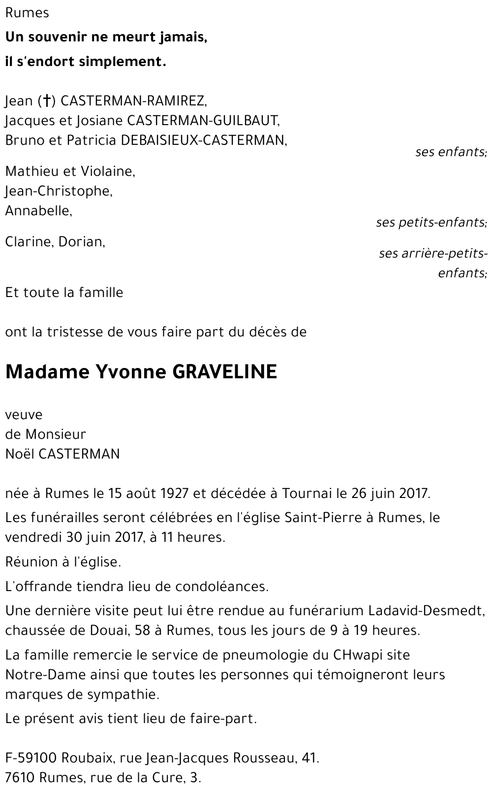 Yvonne GRAVELINE