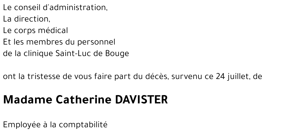 Catherine DAVISTER