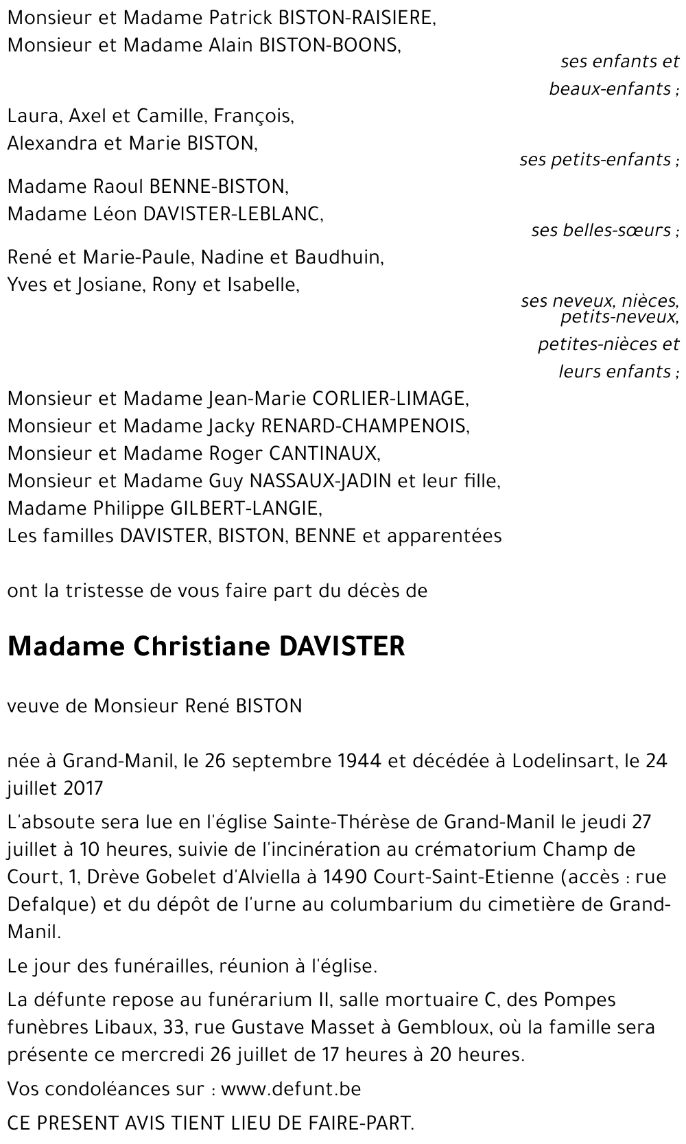 Christiane DAVISTER