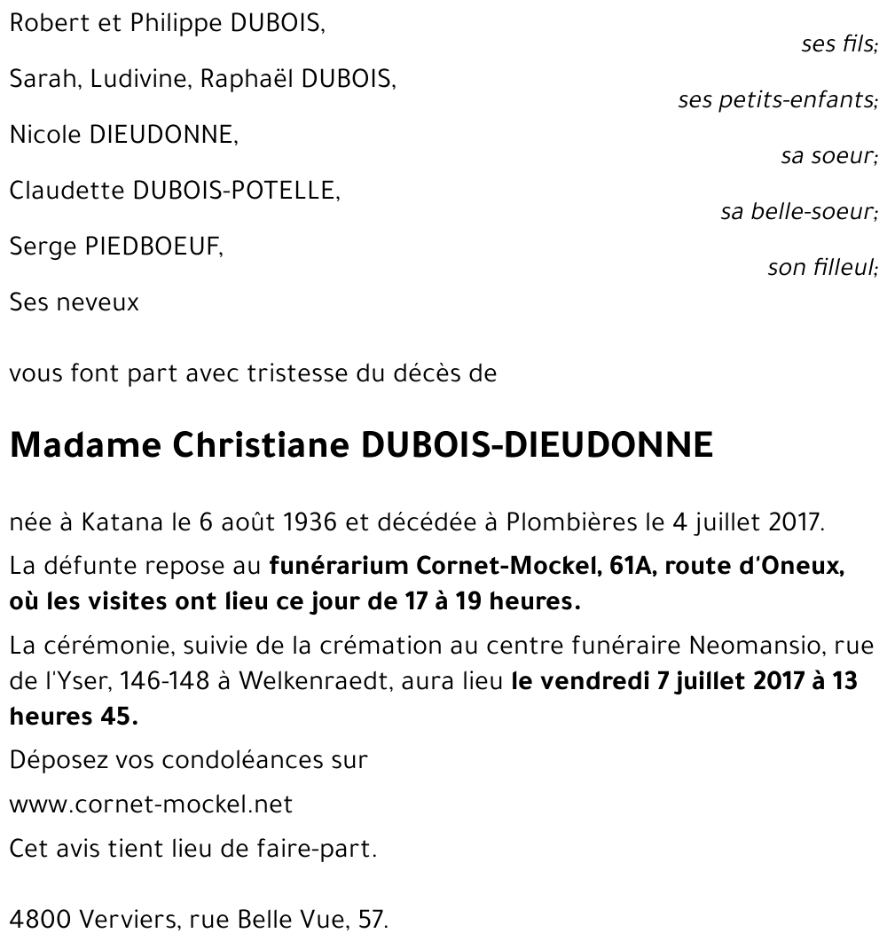 Christiane DIEUDONNE