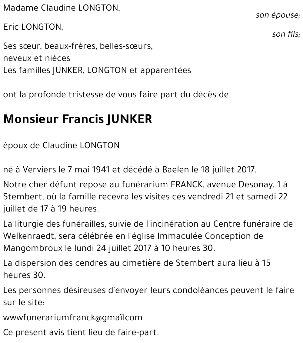 Francis JUNKER