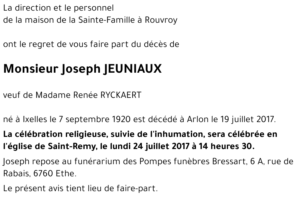 Joseph JEUNIAUX 