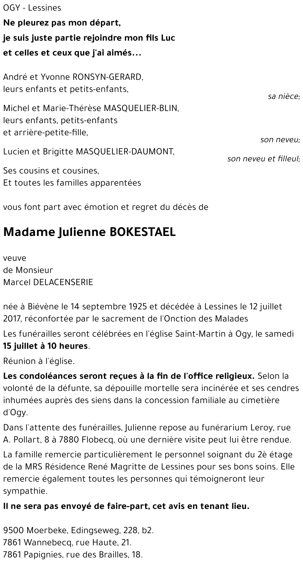 Julienne BOKESTAEL