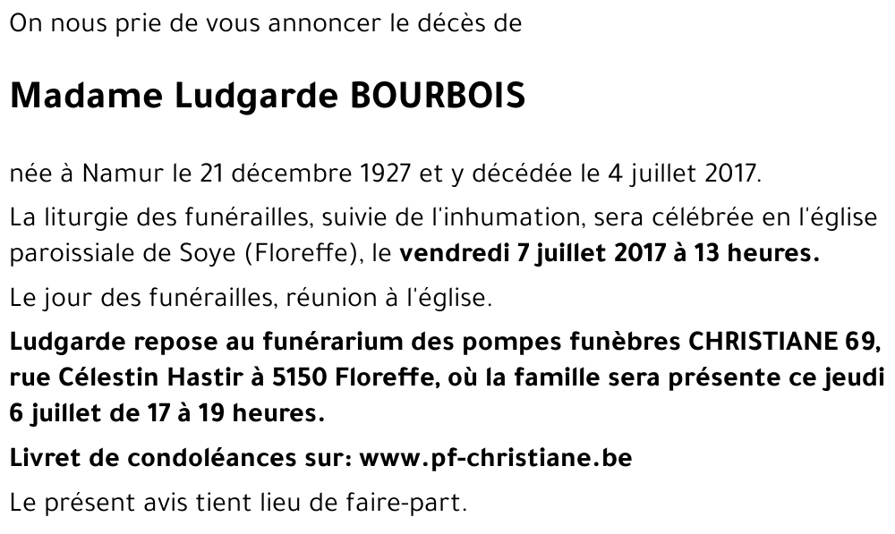 Ludgarde BOURBOIS