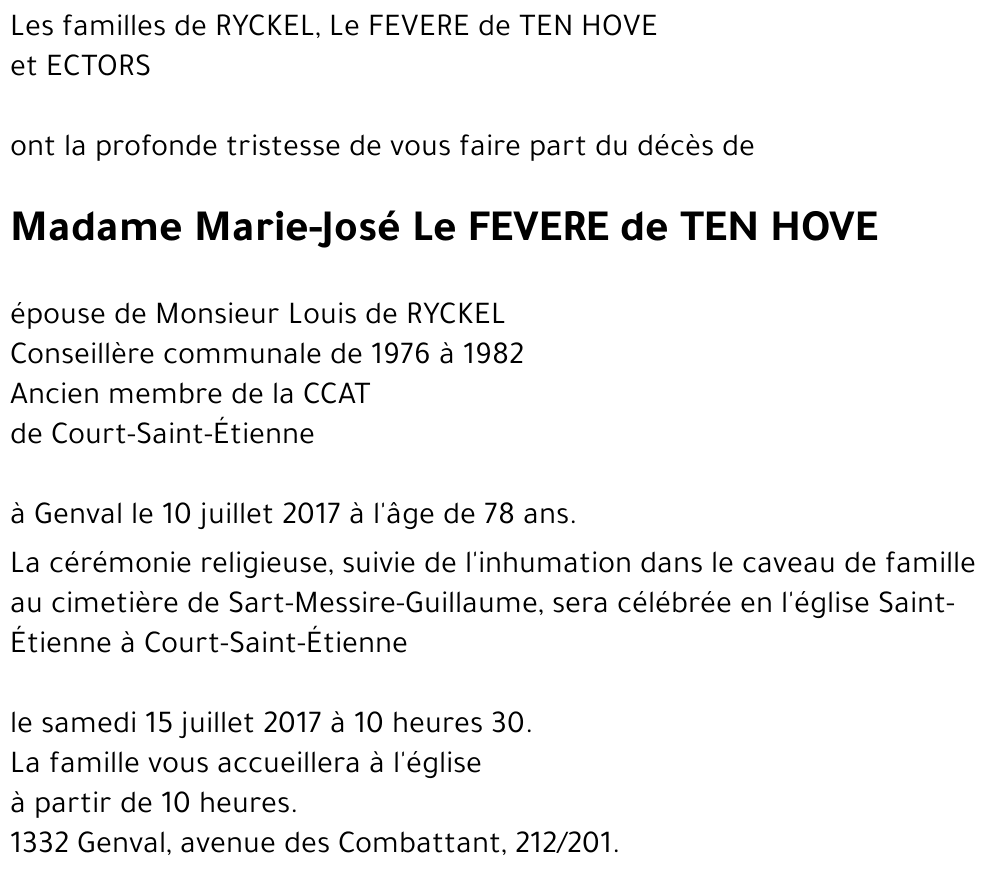 Marie-José Le Fevere de Ten Hove