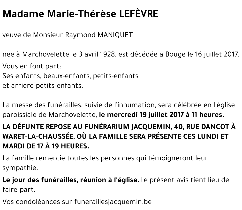 Marie-Thérèse LEFÈVRE