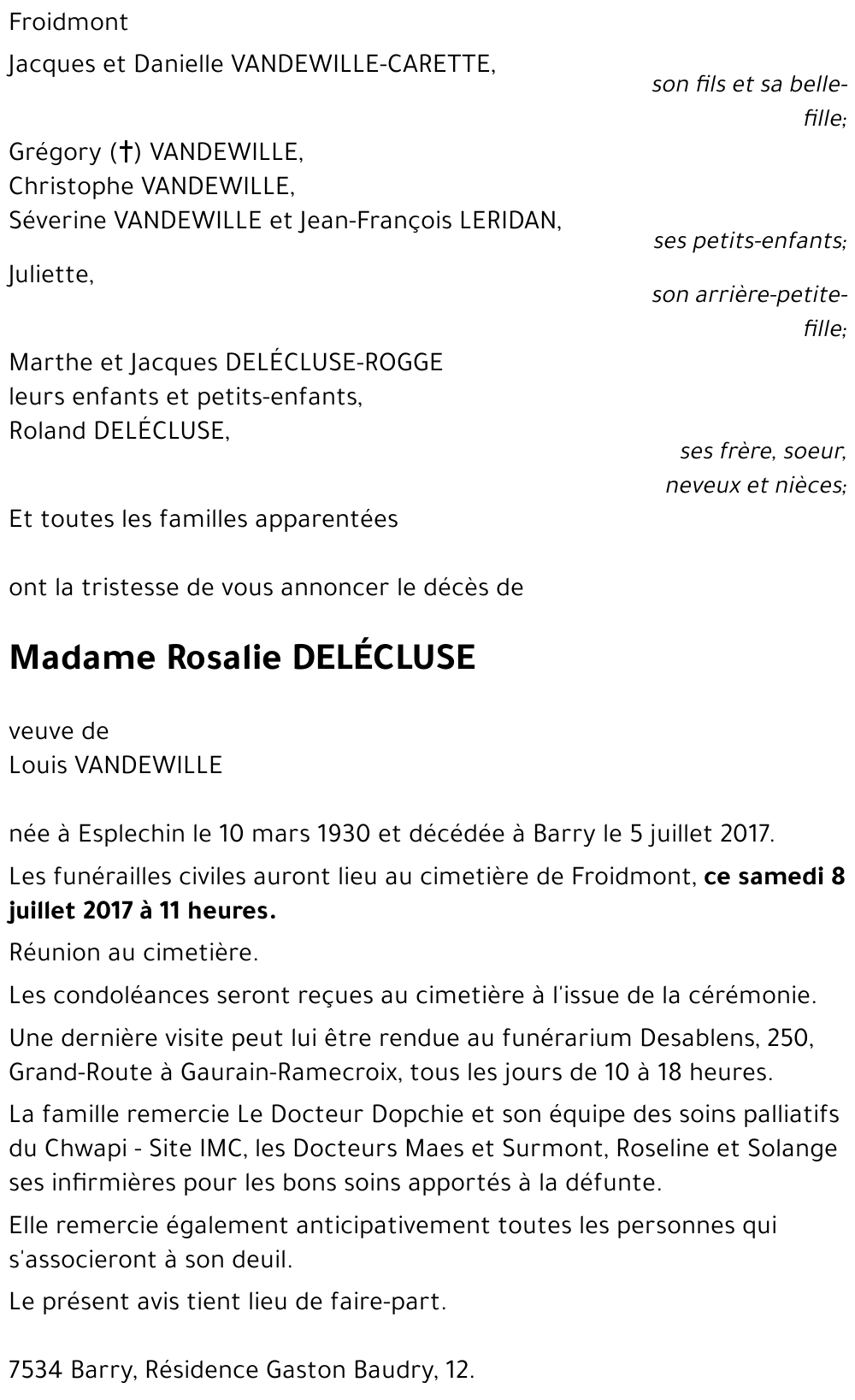 Rosalie DELÉCLUSE